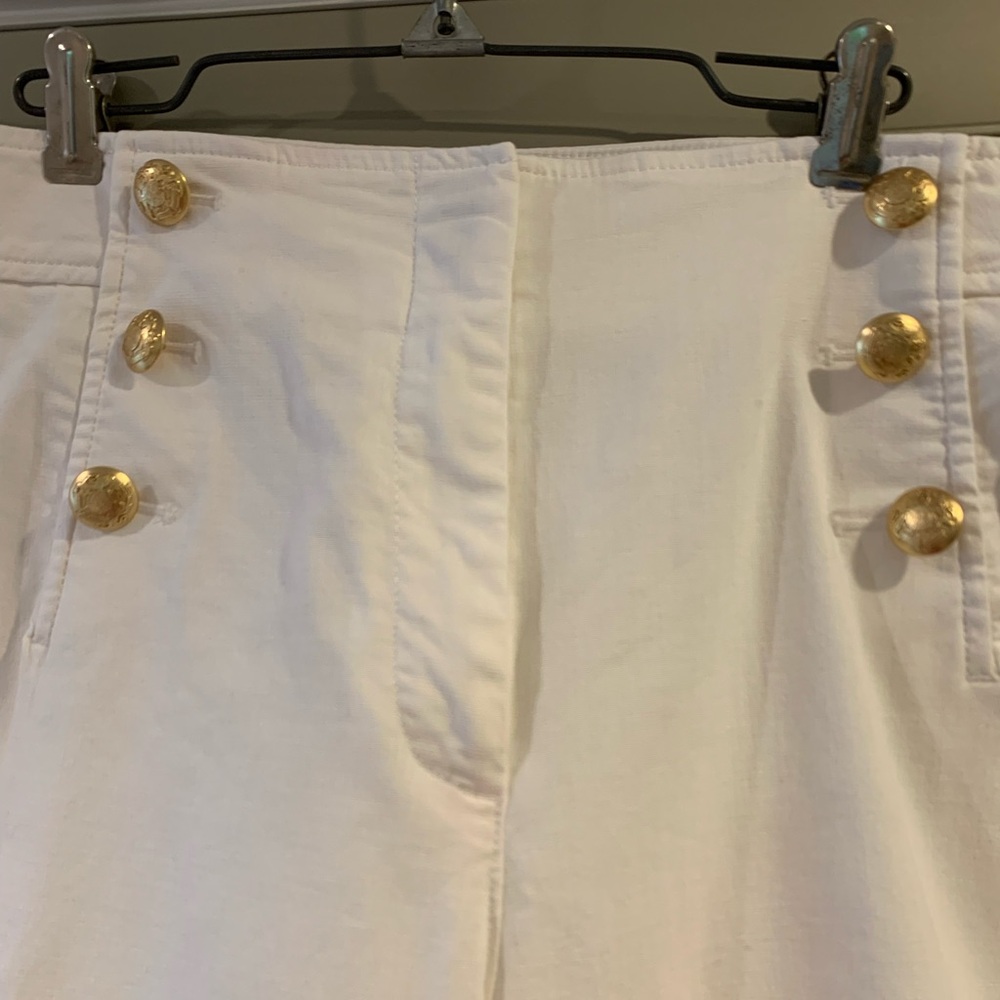 Talbots sailor white Pants with Gold buttons